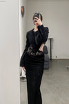OUDE WAAG velvet lace stitching short suit OW-23SS-JK06 black